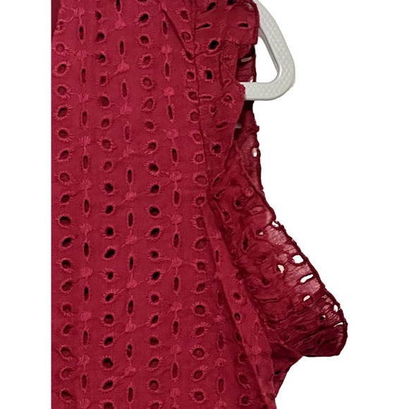 Women’s  Mini Red Dress with Built in Shorts Underneath Eyelet lace Size Large - Picture 3 of 6